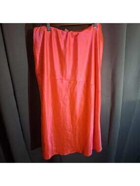ASOS DESIGN Curve Coral Satin Midi Skirt US 16